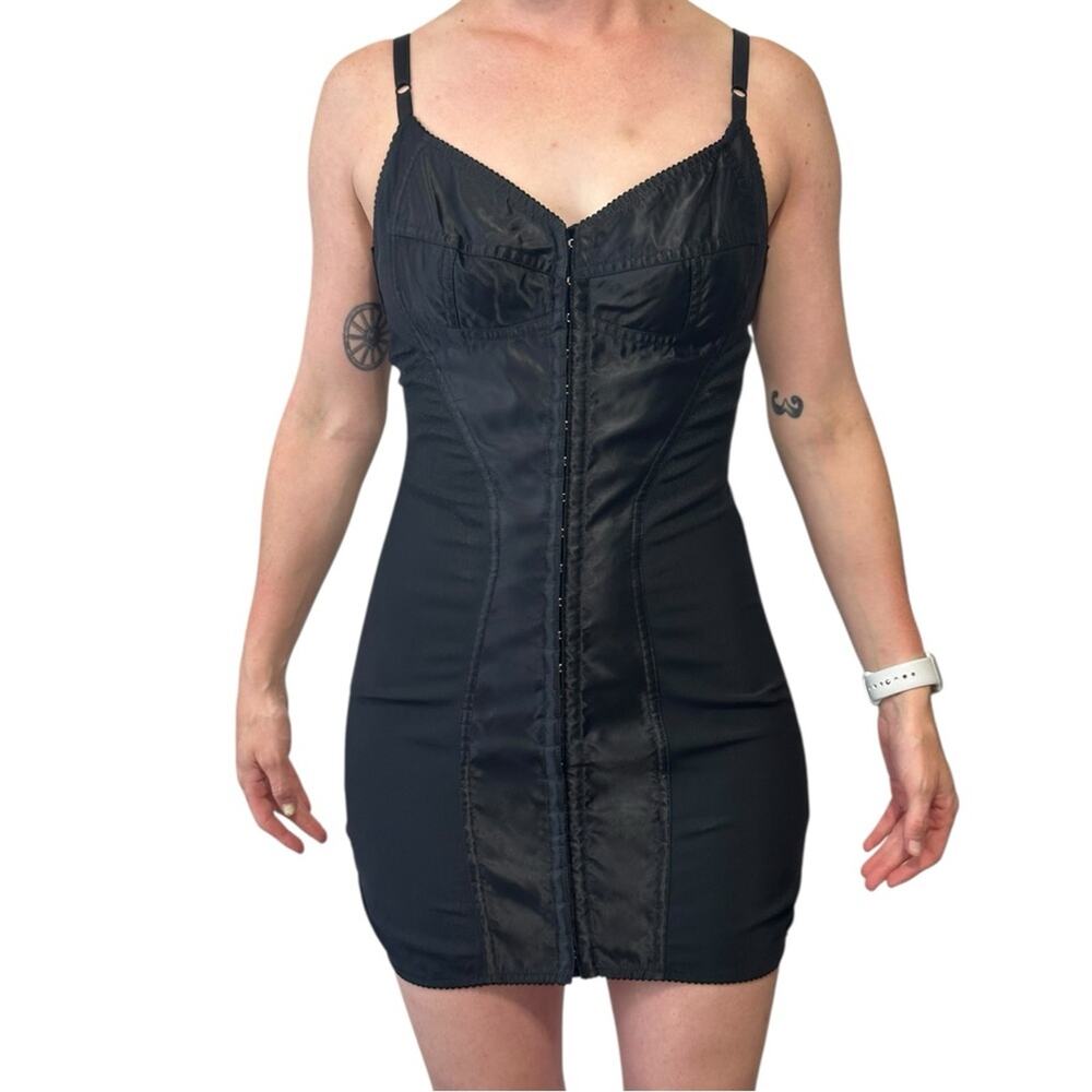 rare Dolce & Gabbana VINTAGE Black Satin Lingerie Corset Bustier Dress IT 42